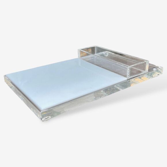 Vtg 70s Lucite clear white cheese cracker charcuterie board - Picture 1 of 6